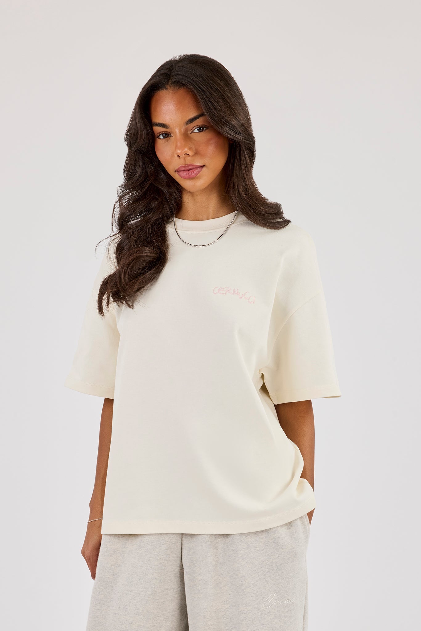 Cernucci 2017 Cracked Print Oversized T-Shirt - Off White